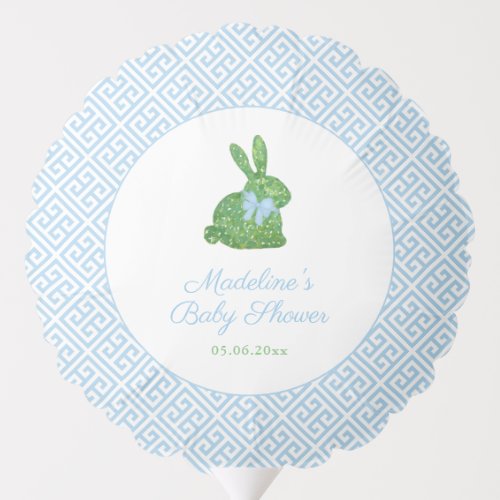 Preppy Topiary Bunny Baby Shower For Boy Welcome Balloon