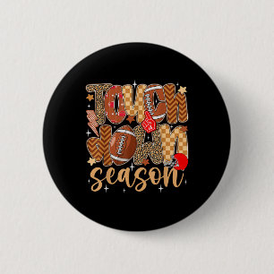 Preppy Touch Down Season Fall Autumn Football Game Button