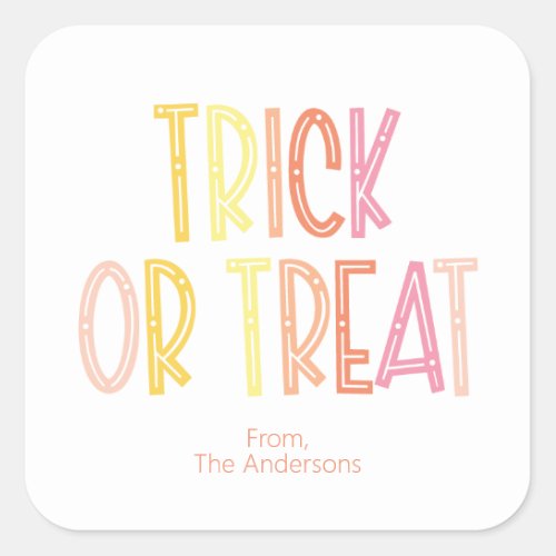 Preppy Trick or Treat Halloween  Square Sticker