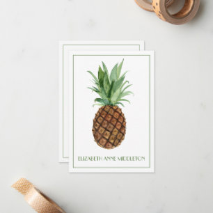 Preppy Tropical Pineapple Personalized Note Card