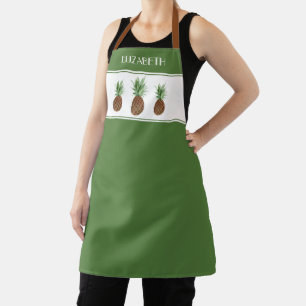 Preppy Tropical Pineapples Personalized Apron