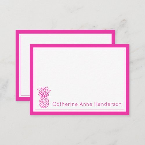 Preppy Tropical Pink Pineapple Personalized Note Card
