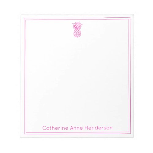 Preppy Tropical Pink Pineapple Personalized Notepad