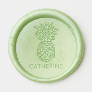 Preppy Tropical Pink Pineapple Personalized Wax Seal Sticker