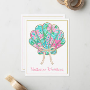 Preppy Tropical Seashell Personalized Note Card