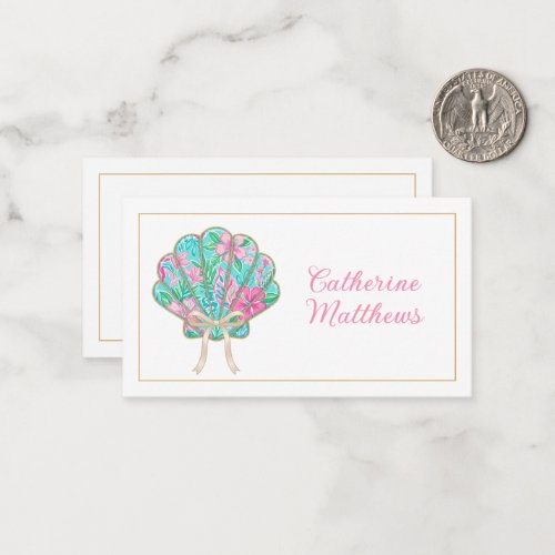 Preppy Tropical Seashell Personalized Note Card