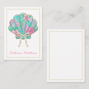 Preppy Tropical Seashell Personalized Note Card