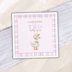 Preppy Two Silly Goose Girl 2nd Birthday Party Napkins