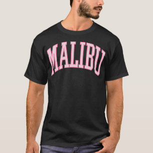 Preppy Varsity Pink Malibu California  T-Shirt