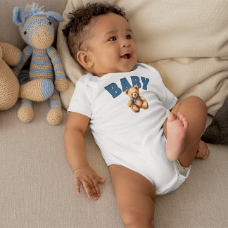 Preppy Varsity Teddy Bear Baby Bodysuit