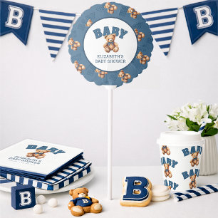 Preppy Varsity Teddy Bear Baby Shower Balloon