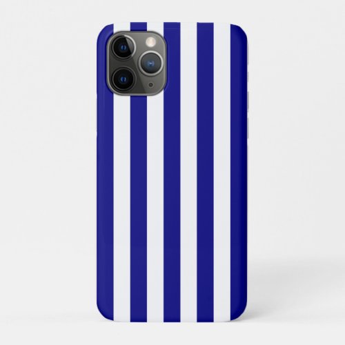 Preppy Vertical Stripes Navy Blue White Striped iPhone 11 Pro Case