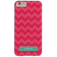 Preppy Vibrant Pink Chevron Monogram Barely There iPhone 6 Plus Case