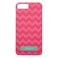 Preppy Vibrant Pink Chevron Monogram iPhone 8 Plus/7 Plus Case