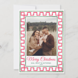 Preppy Vintage Family Photo Christmas Card