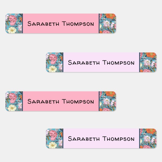 Preppy Vintage Floral Monogram Name Labels (Group)