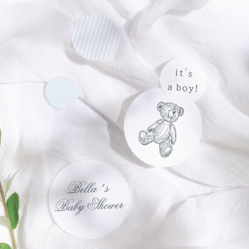 Preppy Vintage Teddy Bear Boy Baby Shower Confetti