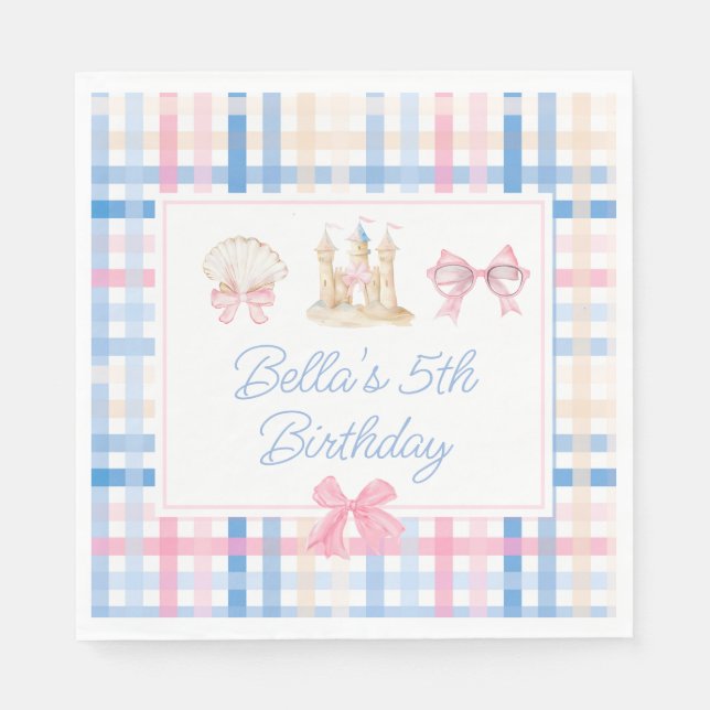 Preppy Watercolor Beach Party Napkins (Front)