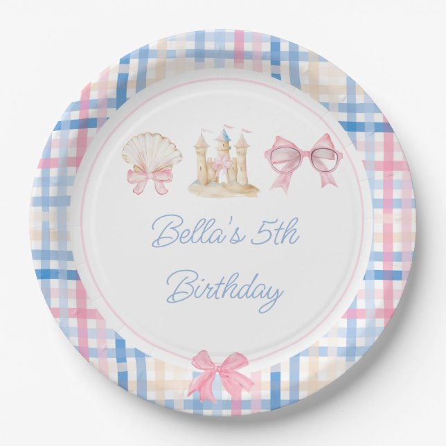 Preppy Watercolor Beach Party  Paper Plates (Front)