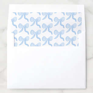 Preppy Watercolor Blue Bows Envelope Liner