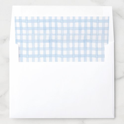 Preppy Watercolor Blue Gingham Envelope Liner