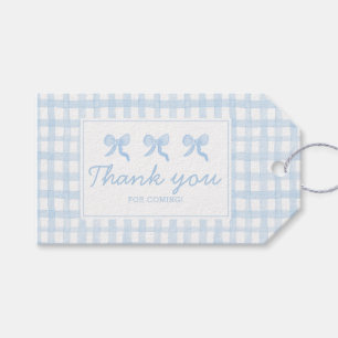 Preppy Watercolor Blue Gingham Personalized Gift Tags