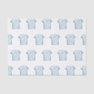 Preppy Watercolor Blue Monogram Golf Polo Shirt Tissue Paper
