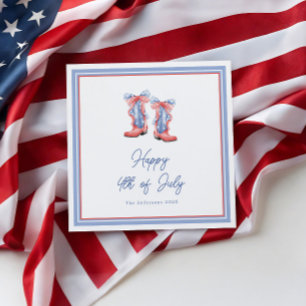 Preppy Watercolor Bows 4th Of July Napkins