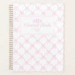 Preppy Watercolor Bows Trellis Monogram Planner<br><div class="desc">Preppy Watercolor pink bows Monogram bows trellis planner,  personalized with your own text.</div>