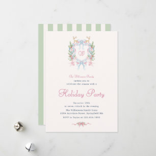 Preppy Watercolor Christmas Holiday Party Invite