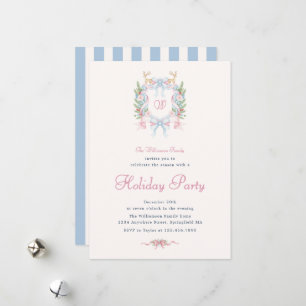 Preppy Watercolor Christmas Holiday Party Invite