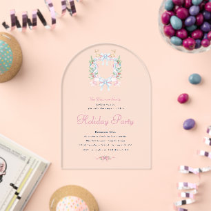 Preppy Watercolor Christmas Holiday Party Invite Acrylic Invitations