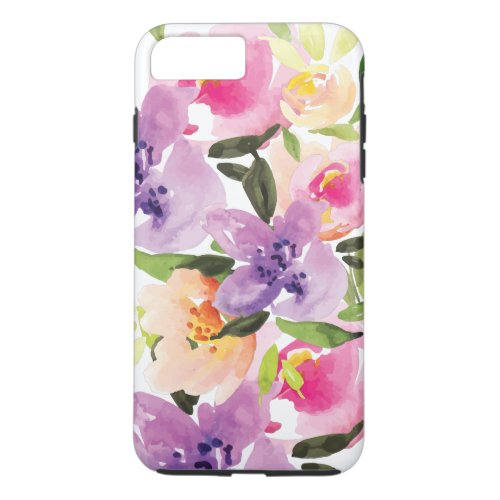 Preppy Watercolor Colorful Boho Flowers iPhone 8 Plus7 Plus Case
