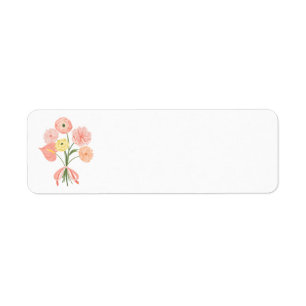 Preppy watercolor floral bouquet  label