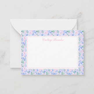 Preppy watercolor flowers Personalized Stationery Note Card