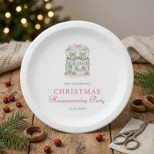Preppy Watercolor House Merry Christmas Paper Plates