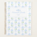 Preppy Watercolor Monogram Hydrangea Bows Planner<br><div class="desc">Preppy Watercolor Preppy Grandmillennial Monogram Hydrangea Bows planner.</div>