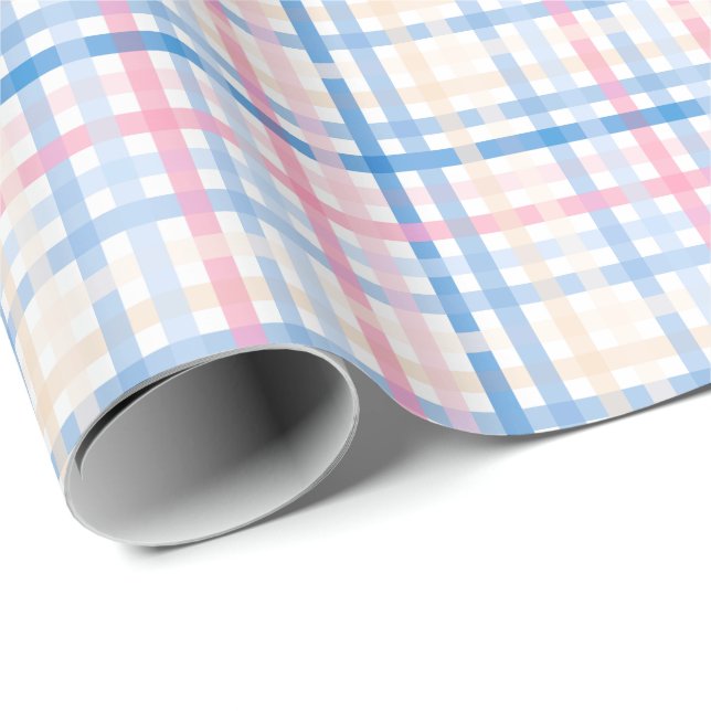 Preppy Watercolor Pastel gingham plaid Party  Wrapping Paper (Roll Corner)