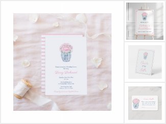 Preppy Watercolor Pink Peony Blue White Ginger Jar