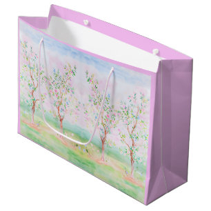 Preppy Watercolor Pretty Chinoiserie Lavender Large Gift Bag