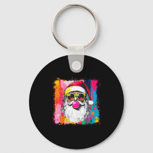 Preppy Watercolor Santa Bubble Gum Nk Sungles Chri Keychain