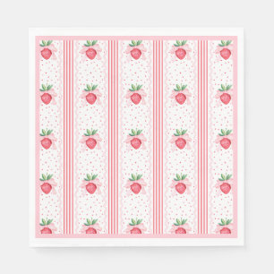 Preppy Watercolor Strawberries Berry Sweet Napkins