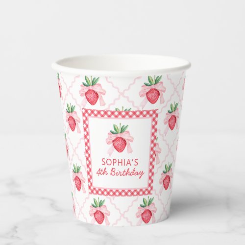 Preppy Watercolor Strawberries Berry Sweet Paper Cups