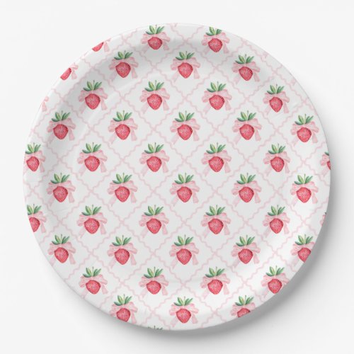 Preppy Watercolor Strawberries Berry Sweet Paper Plates