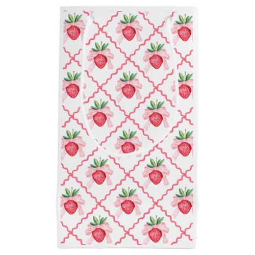 Preppy Watercolor Strawberries Berry Sweet Small Gift Bag