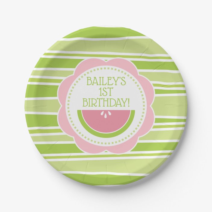 pink and green paper plates