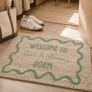 Preppy Wavy Border Roommate Dorm Fiber Doormat