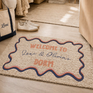 Preppy Wavy Border Roommate Dorm Fiber Doormat