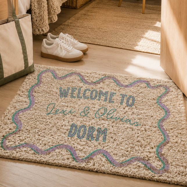 Preppy Wavy Border Roommate Dorm Fiber Doormat (Preppy Wavy Border Roommate Dorm Fiber Doormat)