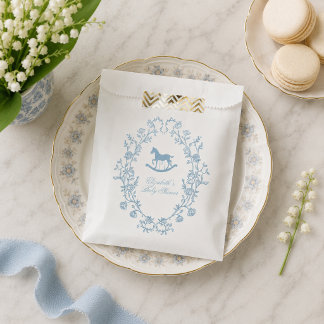 Preppy Wedgewood Blue Rocking Horse Baby Shower Favor Bag